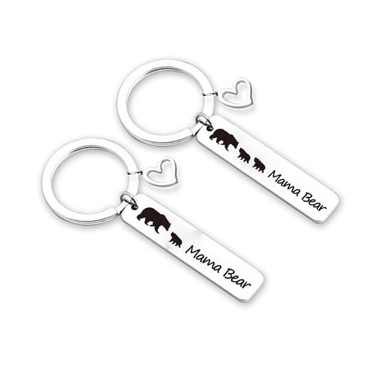 Mother Bear Jewelry Stainless Steel Keychain