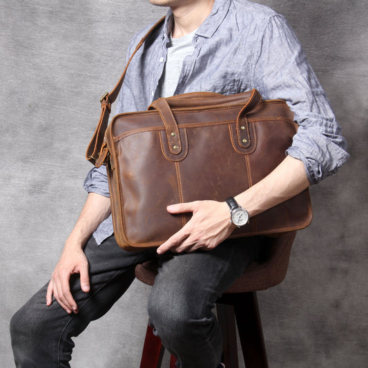 Men's Handmade Leather Laptop Bag Luggage