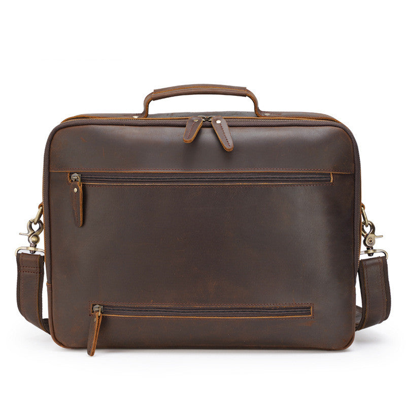 Vintage Crazy Horse Leather Men's Briefcase Laptop Bag