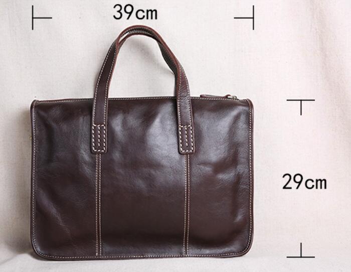Vintage Business Leisure Horizontal Style Leather Briefcase Computer Bag